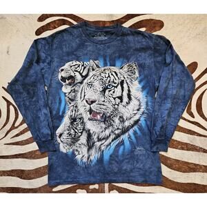 The Mountain White Tiger Collage Tie Dye Long Sleeve Graphic T-Shirt Size M